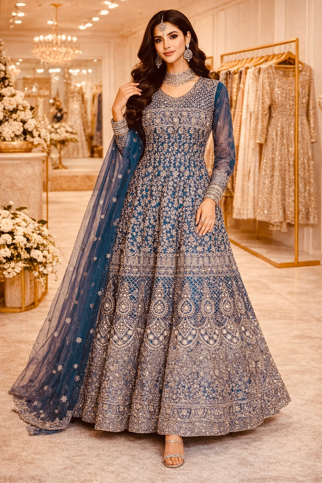 3 Piece Anarkali | Princess Collection - Anarkali 201 Teal