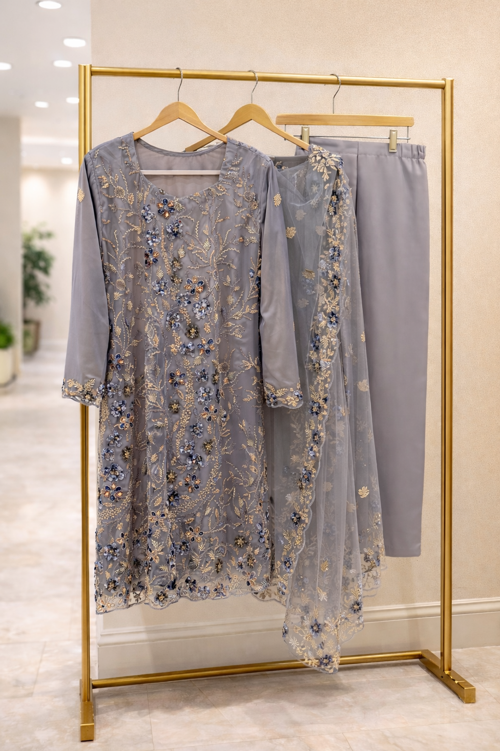 3 Piece Net Silk | LM Dubai Midnight