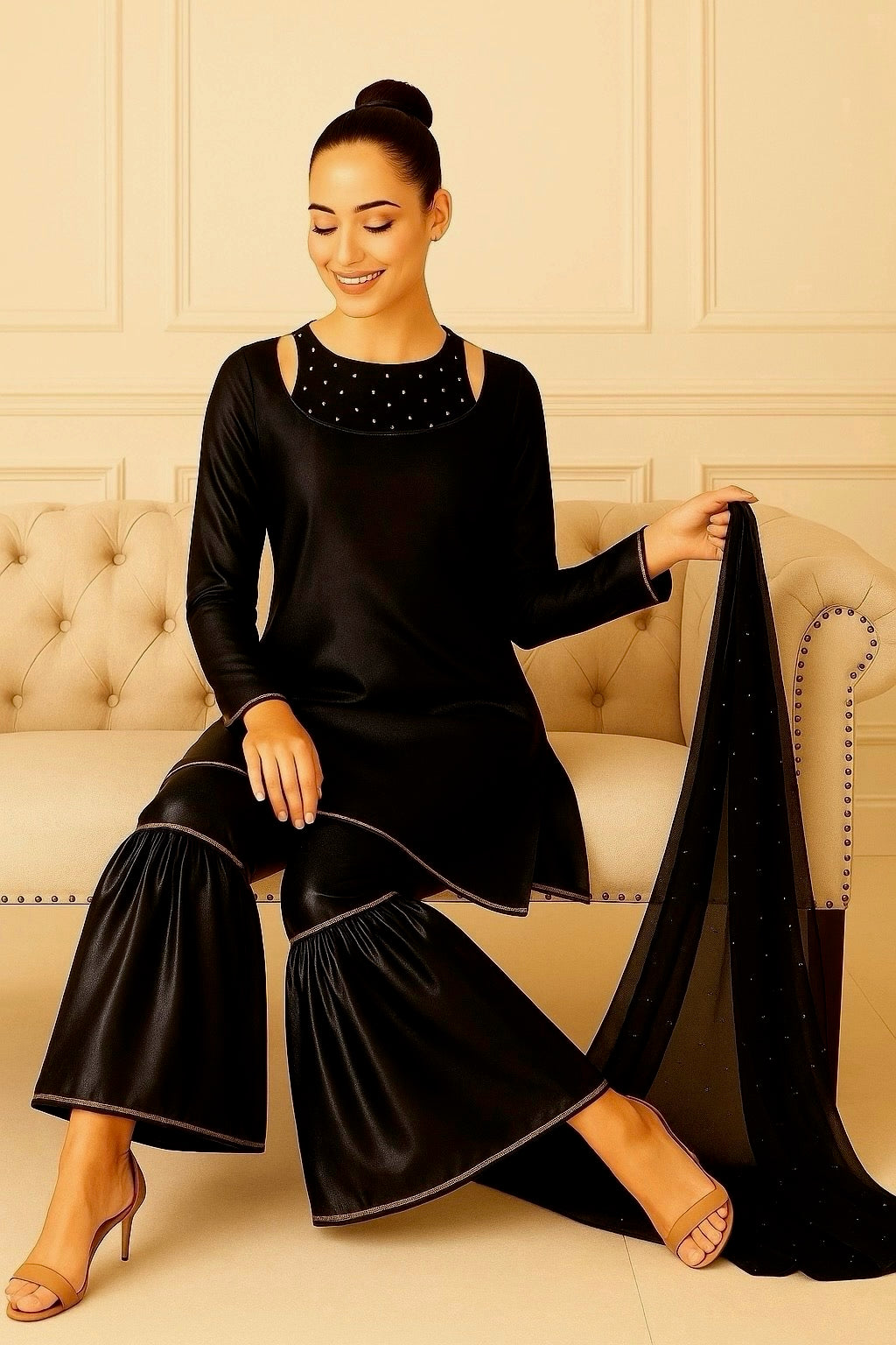 3 Piece Silk | GG Liquid Black