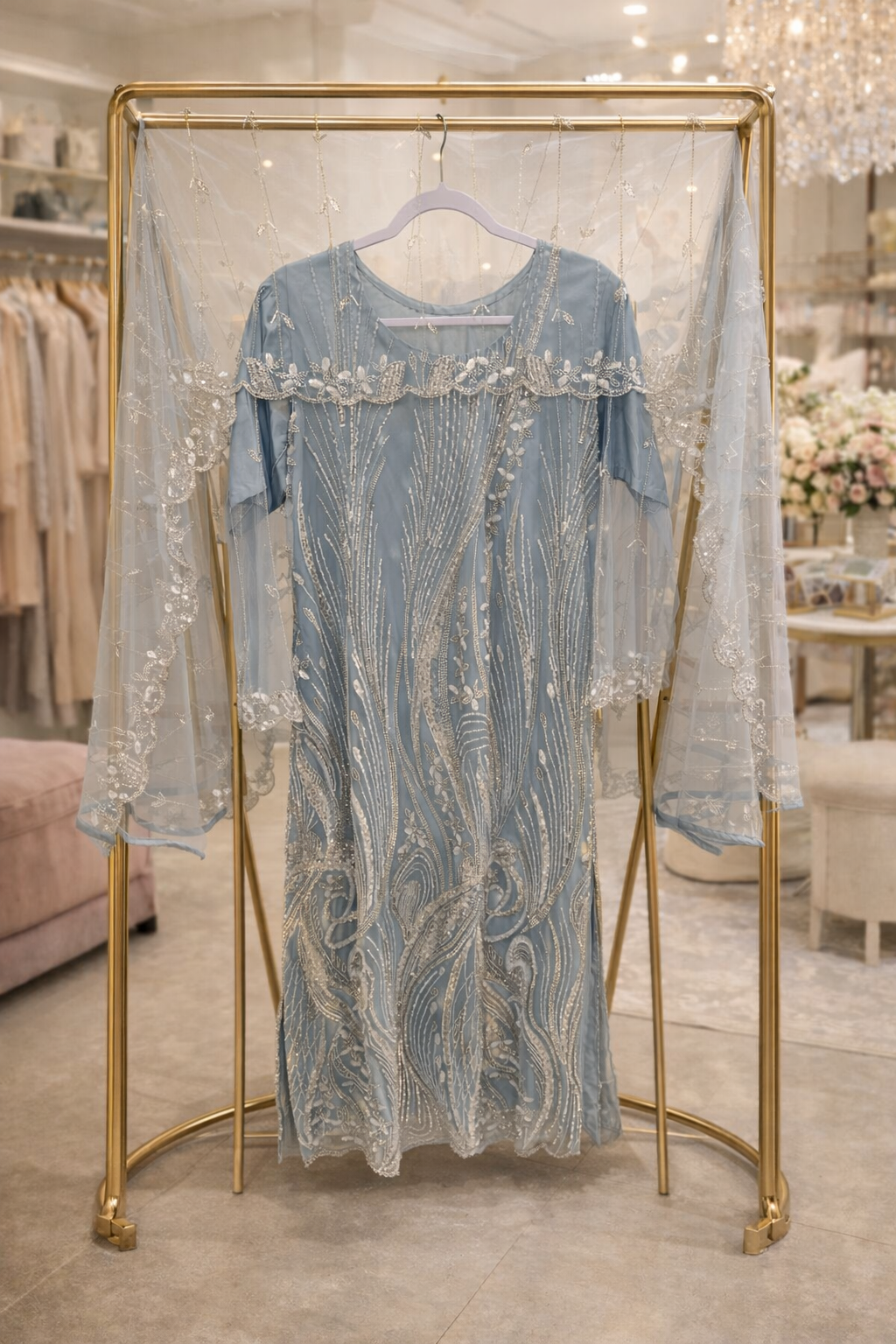 3 Piece Net Silk | LM Ameela - Enchanted Blue