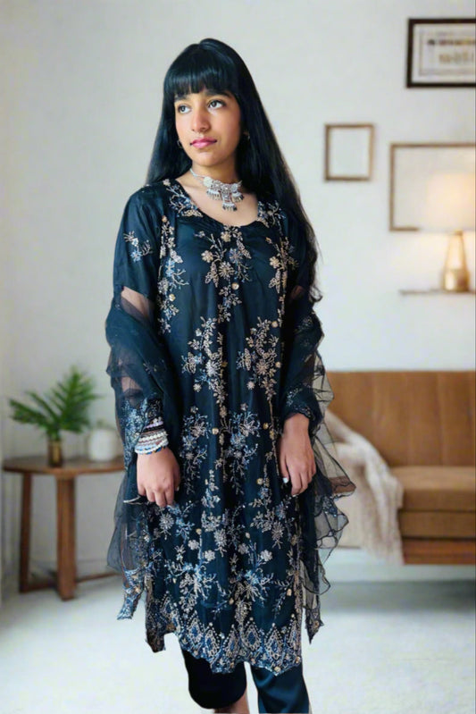 3 Piece Net Silk | LM Ayesha