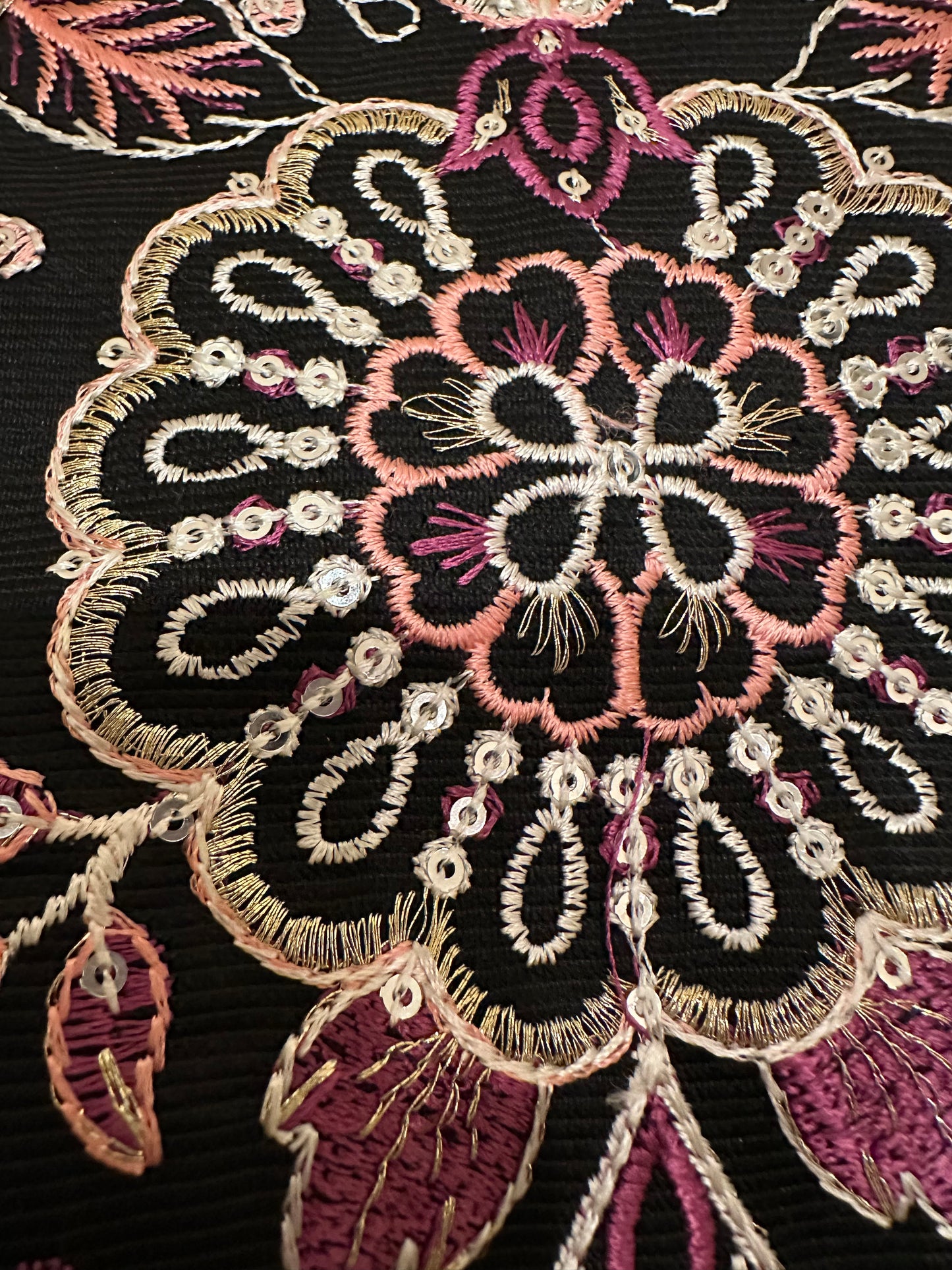 Three piece suit, embroidered in multiple color thread, simple matching dupatta