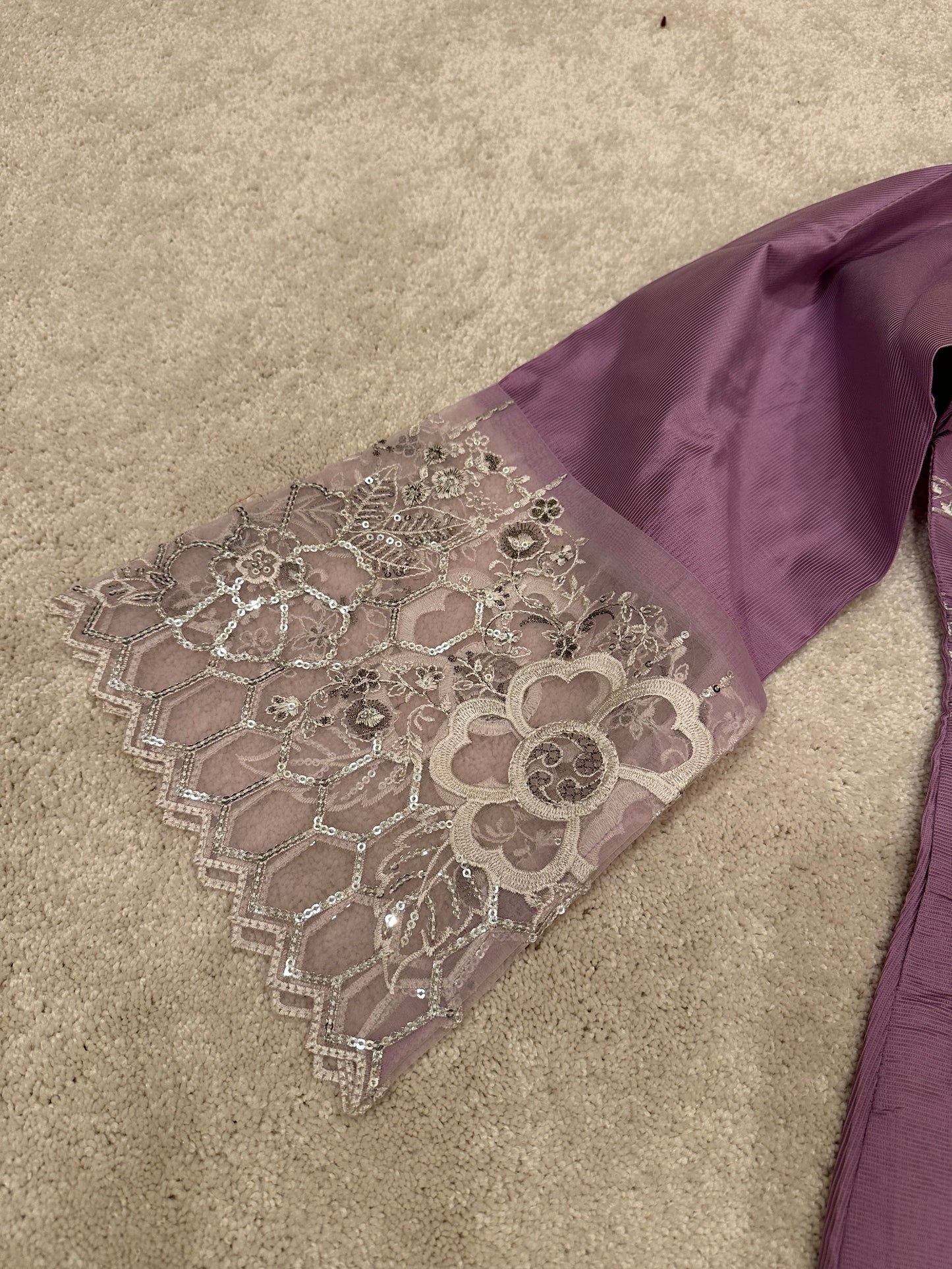 Three Piece Suit, Embroidered Shirt, Simple Matching Shalwar and Simple Matching Dupatta