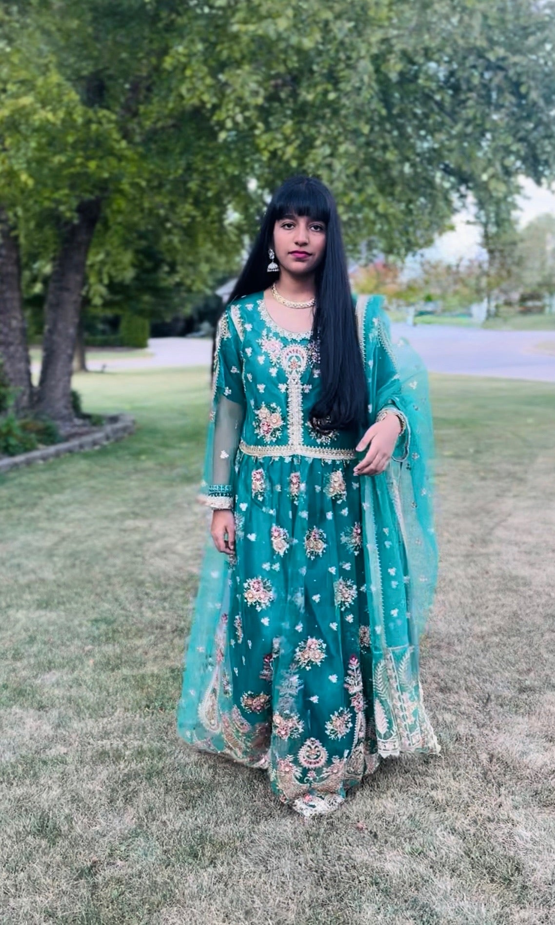 3 Piece Net Silk | YK Royal Emerald